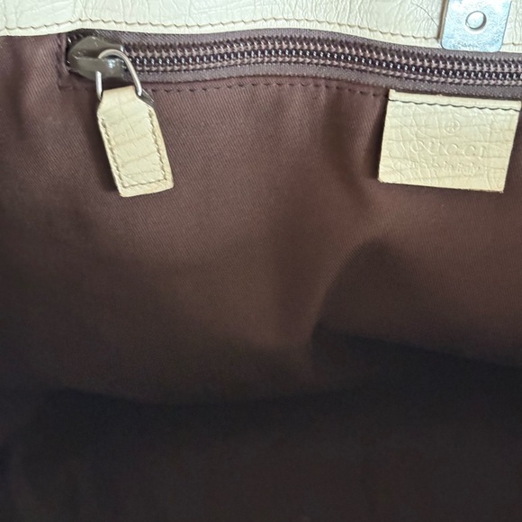 Gucci Cream Monogram Tote with Leather Trim - Picture 14 of 15